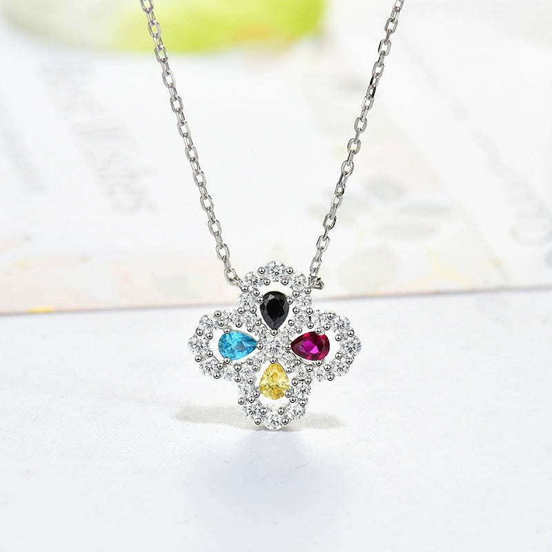 [Lucky Star]LOOP NECKLACE FULL MOTIF DIAMOND 16MM MULTIPLE COLORS