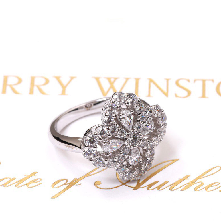 [Lucky Star]LOOP RING FULL MOTIF DIAMOND 16MM SILVE