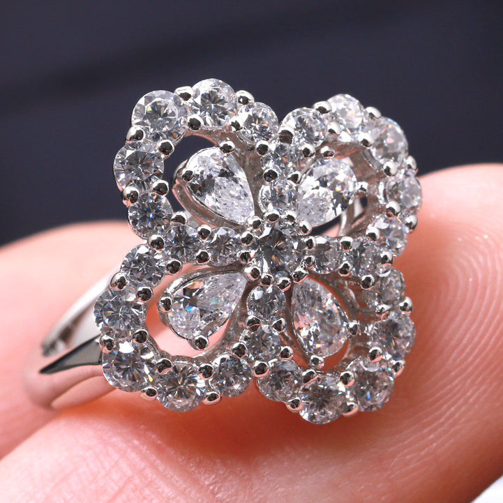 [Lucky Star]LOOP RING FULL MOTIF DIAMOND 16MM SILVE