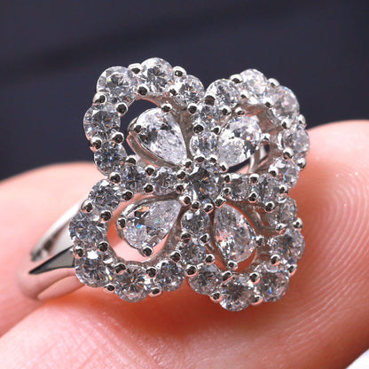 [Lucky Star]LOOP RING FULL MOTIF DIAMOND 16MM SILVE