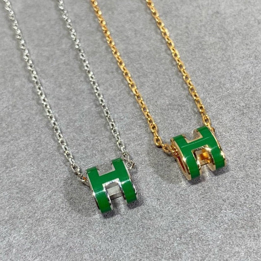 [Lucky Star]POP H GREEN NECKLACE SILVER AND GOLD
