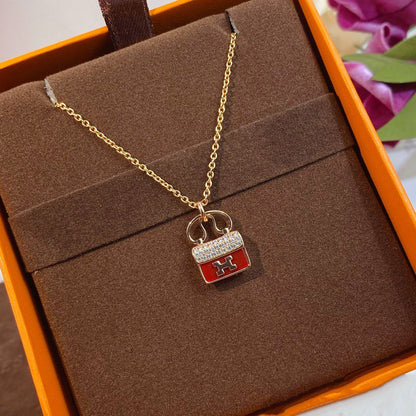 [Lucky Star]CONSTANCE RED PEDANT PINK GOLD NECKLACE
