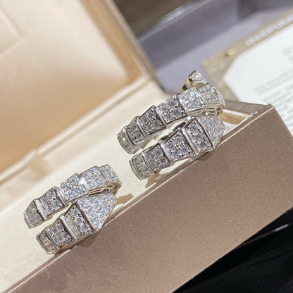 [Lucky Star]SERPENTI DOUBLE RING SILVER DIAMOND PAVED