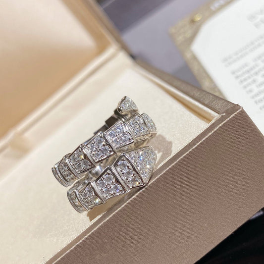 [Lucky Star]SERPENTI DOUBLE RING SILVER DIAMOND PAVED
