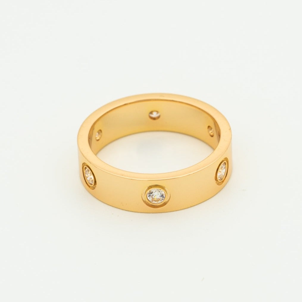 [Lucky Star]LOVE RING 5.5MM 6 DIAMONDS PINK GOLD