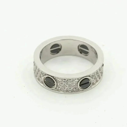 [Lucky Star]LOVE RING 5.5MM DIAMONDS PAVED CERAMIC
