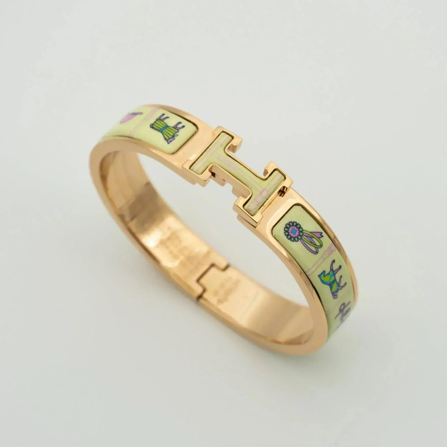 [Lucky Star]H PINK GOLD BRACELET CREAM CERAMIC