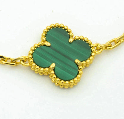 [Lucky Star]CLOVER  5 MOTIF MALACHITE DIAMOND BRACELET