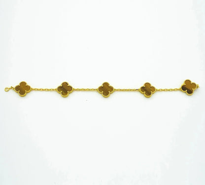 [Lucky Star]CLOVER  5 MOTIFS TIGER EYE BRACELET