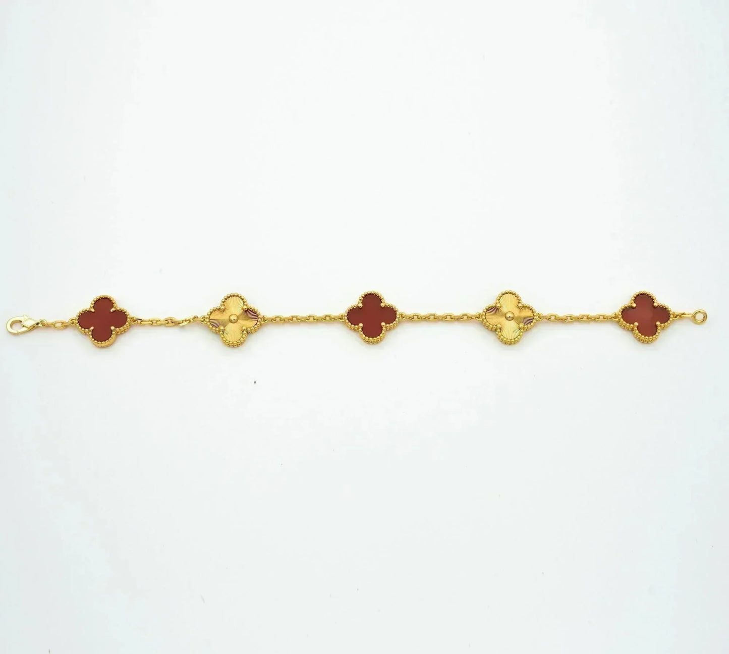 [Lucky Star]CLOVER  5 MOTIFS CARNELIAN GOLD BRACELET