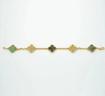 [Lucky Star]CLOVER 5 MOTIF GRAY MOP DIAMOND BRACELET