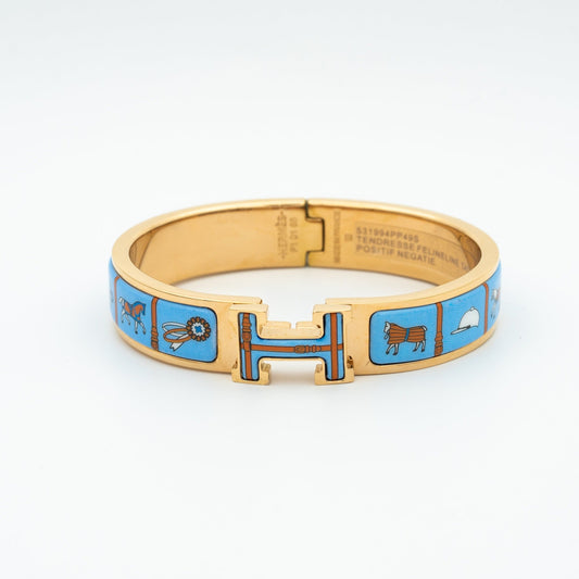 [Lucky Star]H PINK GOLD BRACELET BLUE CERAMIC
