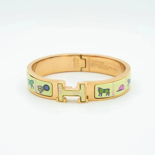 [Lucky Star]H PINK GOLD BRACELET CREAM CERAMIC