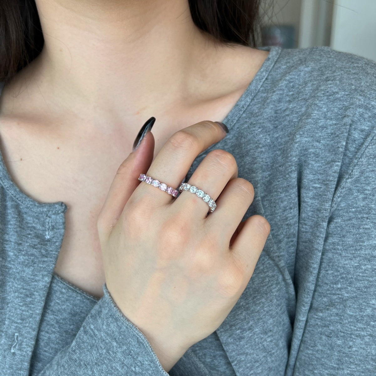 [Lucky Star]Eternity Round Cut Tennis Ring