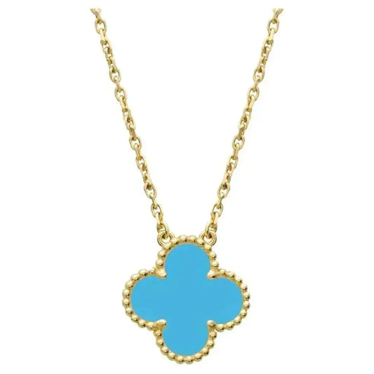 [Lucky Star]CLOVER 15MM VINTAGE TURQUOISE NECKLACE