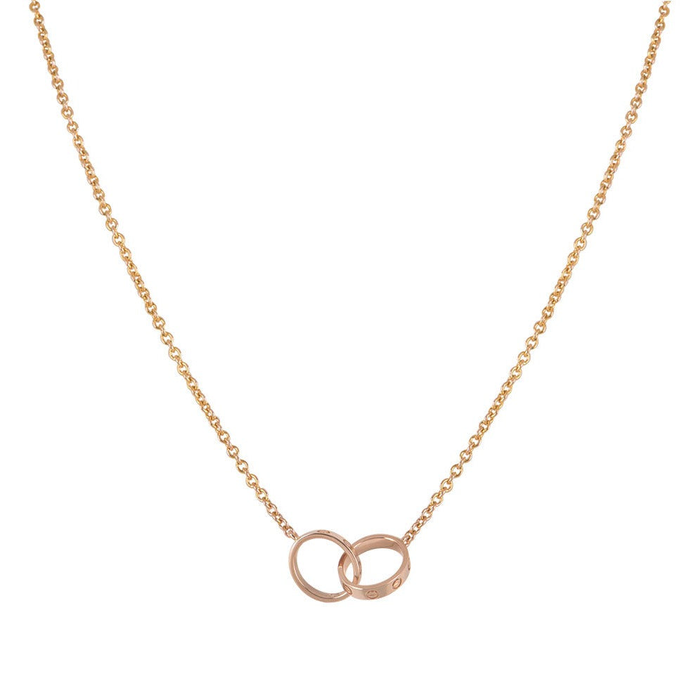 [Lucky Star]LOVE NECKLACE DOUBLE RING PINK GOLD