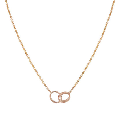 [Lucky Star]LOVE NECKLACE DOUBLE RING PINK GOLD