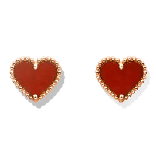 [Lucky Star]HEART CARNELIAN STUD EARRINGS