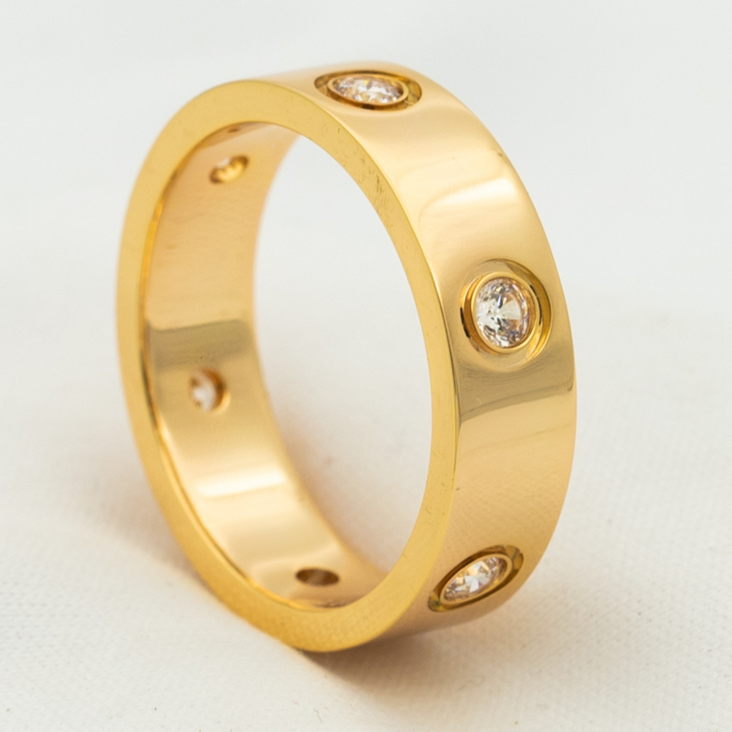 [Lucky Star]LOVE RING 5.5MM 6 DIAMONDS PINK GOLD