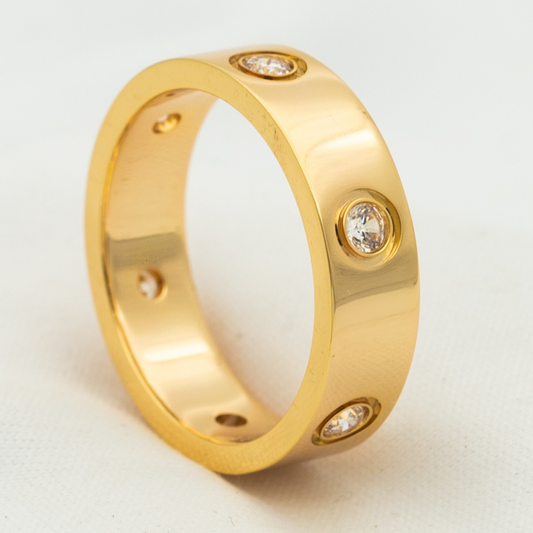 [Lucky Star]LOVE RING 5.5MM 6 DIAMONDS PINK GOLD