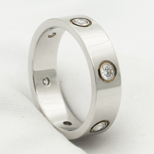 [Lucky Star]LOVE RING 5.5MM 6 DIAMONDS SILVER