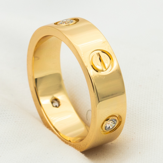 [Lucky Star]LOVE RING 5.5MM 3 DIAMONDS PINK GOLD