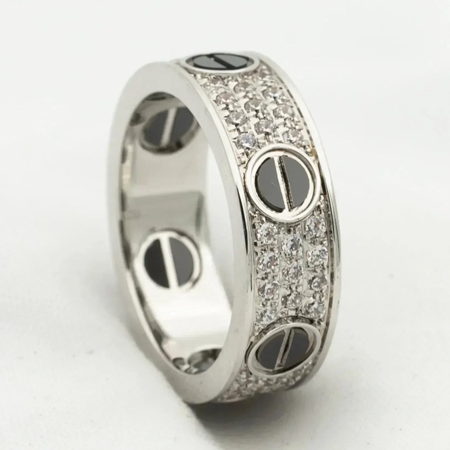 [Lucky Star]LOVE RING 5.5MM DIAMONDS PAVED CERAMIC