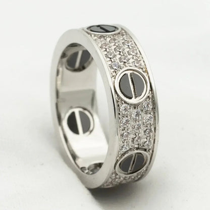 [Lucky Star]LOVE RING 5.5MM DIAMONDS PAVED CERAMIC