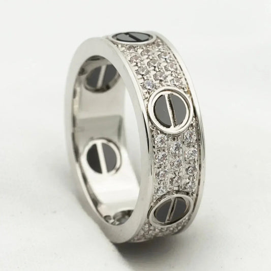 [Lucky Star]LOVE RING 5.5MM DIAMONDS PAVED CERAMIC