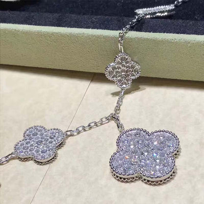 [Lucky Star]CLOVER 6 MOTIFS SILVER DIAMOND BRACELET