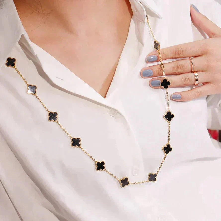 [Lucky Star]CLOVER 20 MOTIFS ONYX NECKLACE