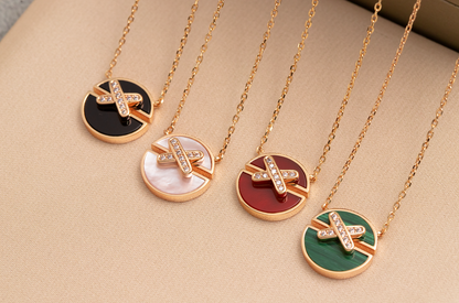 [Lucky Star]JEUX DE PINK GOLD DIAMOND NECKLACE