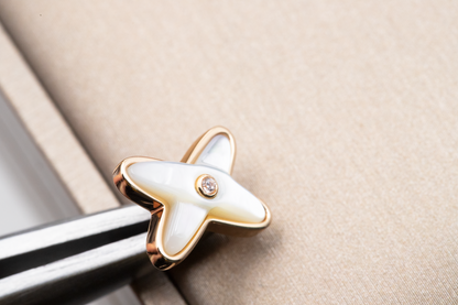 [Lucky Star]JEUX DE WHITE MOP PINK GOLD DIAMOND EARRINGS