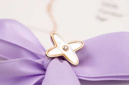 [Lucky Star]JEUX DE WHITE MOP PINK GOLD DIAMOND EARRINGS