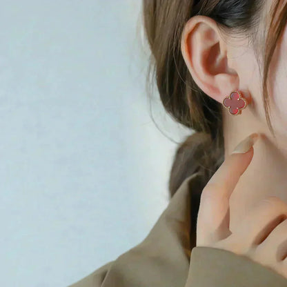 [Lucky Star]CLOVER MEDIUM 1 MOTIFS CARNELIAN  EARRINGS