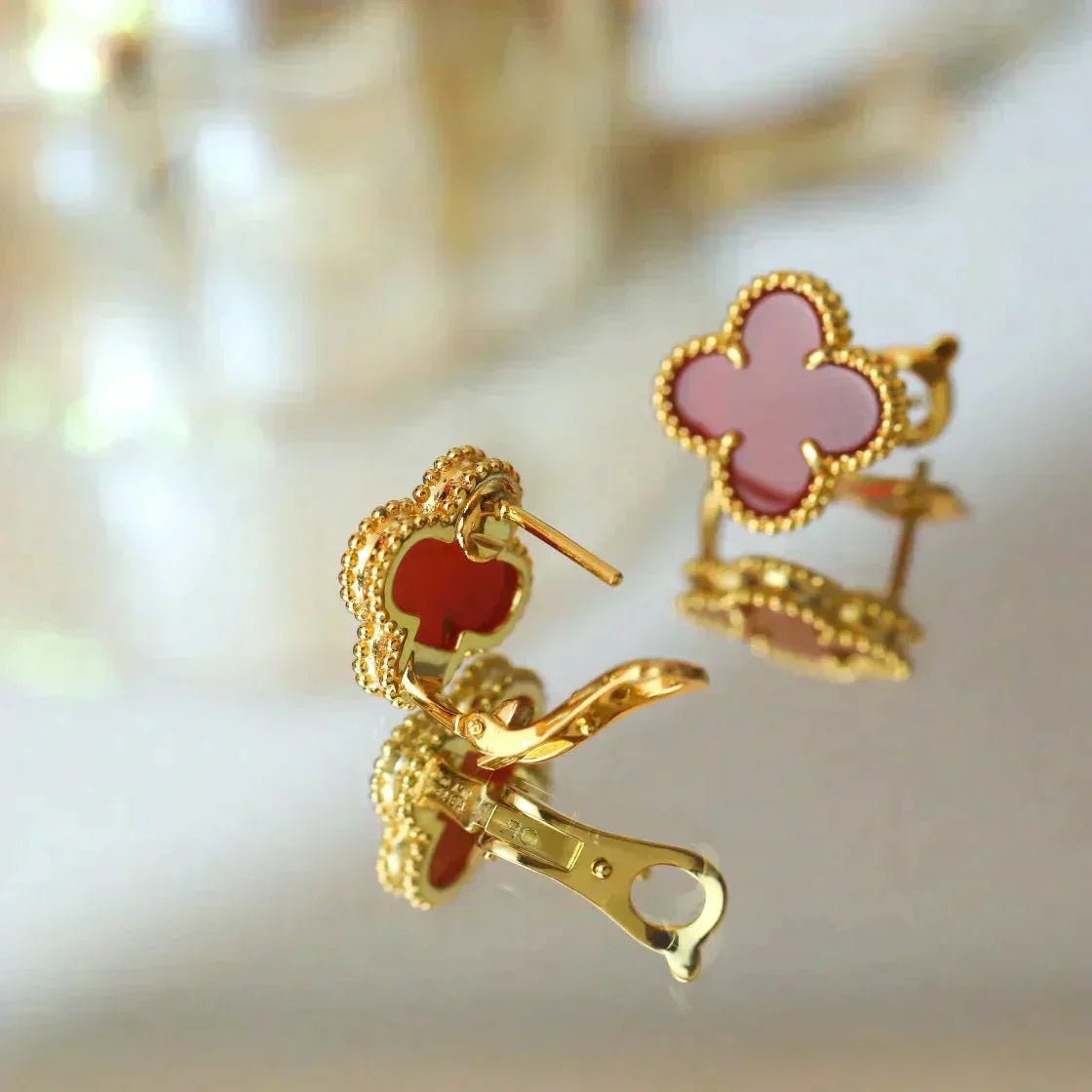 [Lucky Star]CLOVER MEDIUM 1 MOTIFS CARNELIAN  EARRINGS