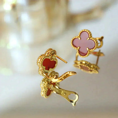 [Lucky Star]CLOVER MEDIUM 1 MOTIFS CARNELIAN  EARRINGS