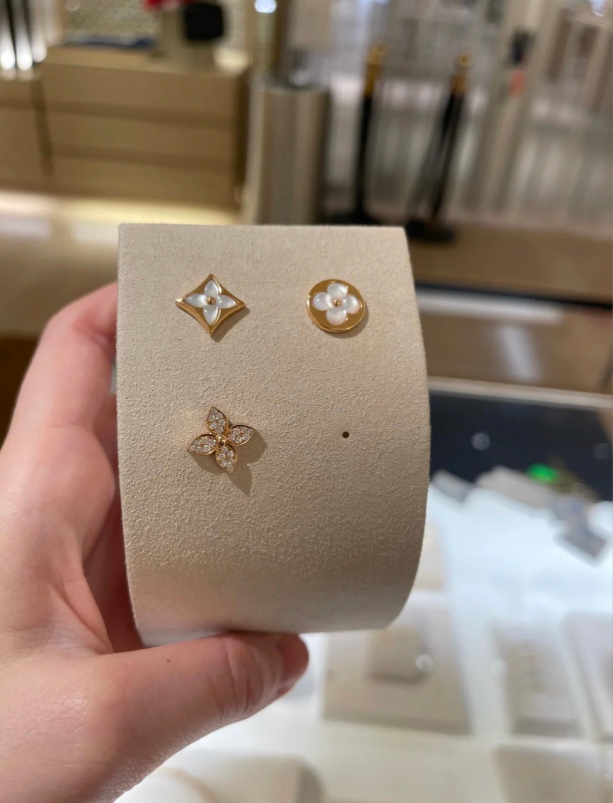[Lucky Star]STAR BLOSSOM STUD EARRINGS PINK GOLD DIAMONDS