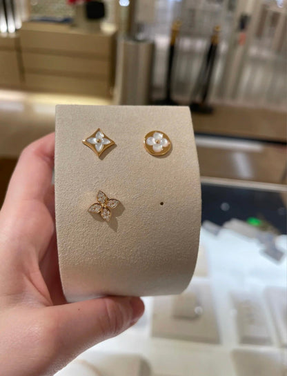 [Lucky Star]STAR BLOSSOM STUD EARRINGS PINK GOLD DIAMONDS