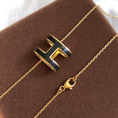 [Lucky Star]HM CLIC BLACK ENAMEL GOLD NECKLACE