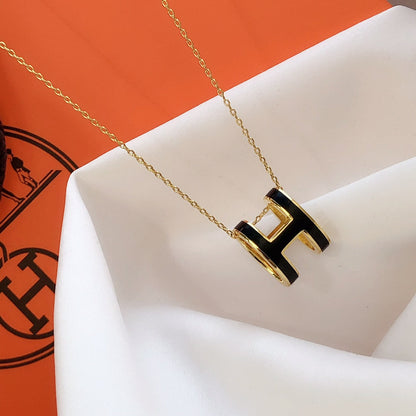 [Lucky Star]HM CLIC BLACK ENAMEL GOLD NECKLACE