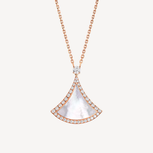 [Lucky Star]DREAM MOP DIAMOND PAVED PINK GOLD NECKLACE
