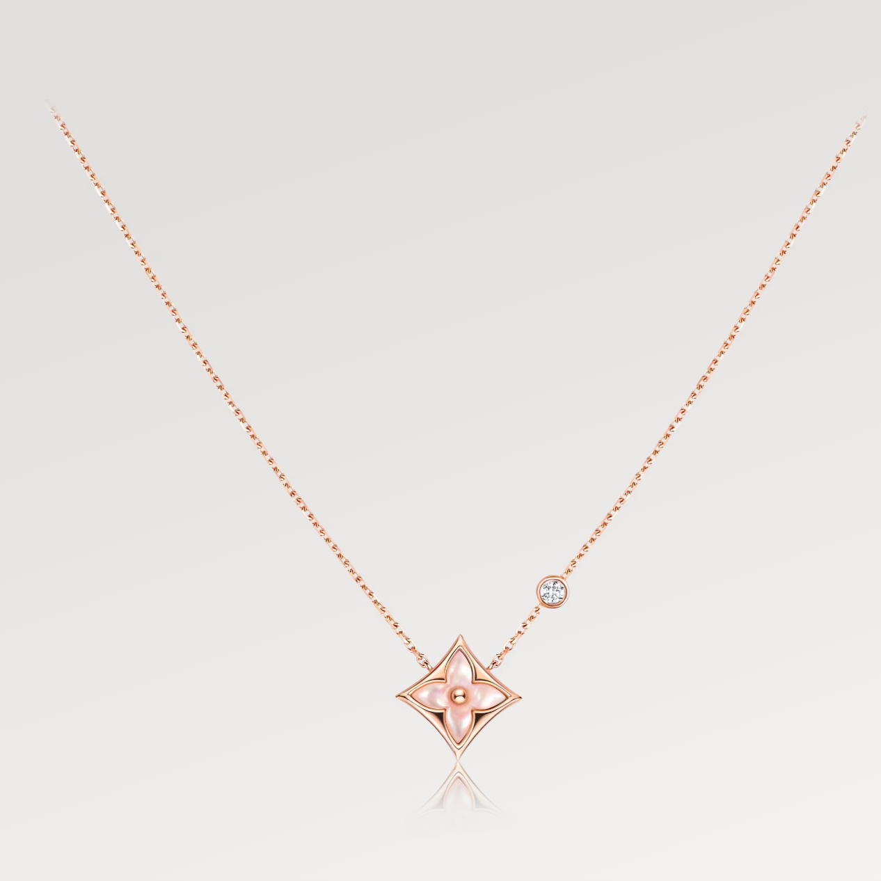 [Lucky Star]STAR PINK MOP 1 DIAMOND PINK GOLD NECKLACE