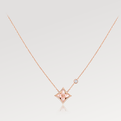 [Lucky Star]STAR PINK MOP 1 DIAMOND PINK GOLD NECKLACE