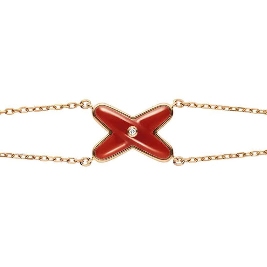 [Lucky Star]JEUX BRACELET CARNELIAN PINK GOLD 1 DIAMOND