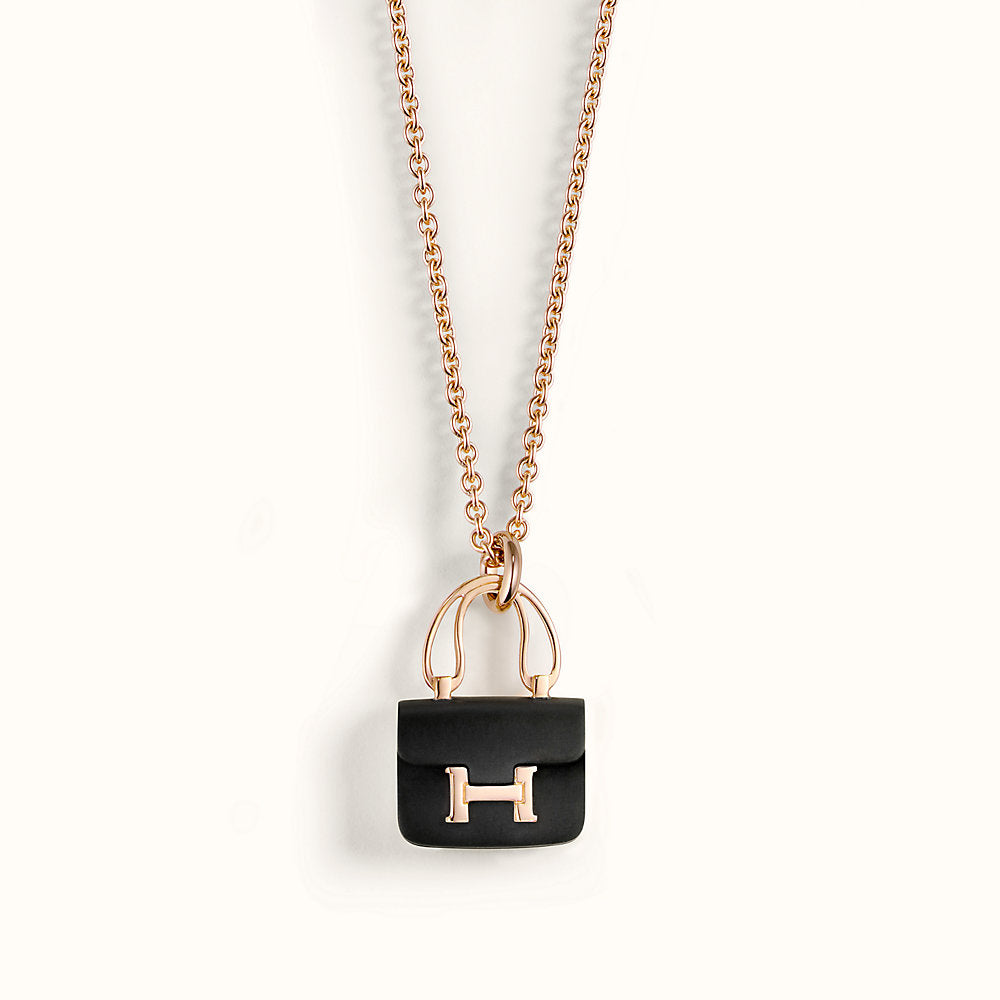 [Lucky Star]CONSTANCE BLACK PEDANT PINK GOLD NECKLACE