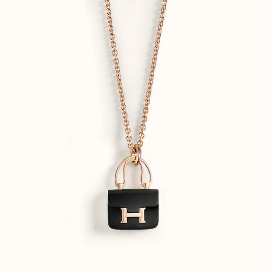 [Lucky Star]CONSTANCE BLACK PEDANT PINK GOLD NECKLACE