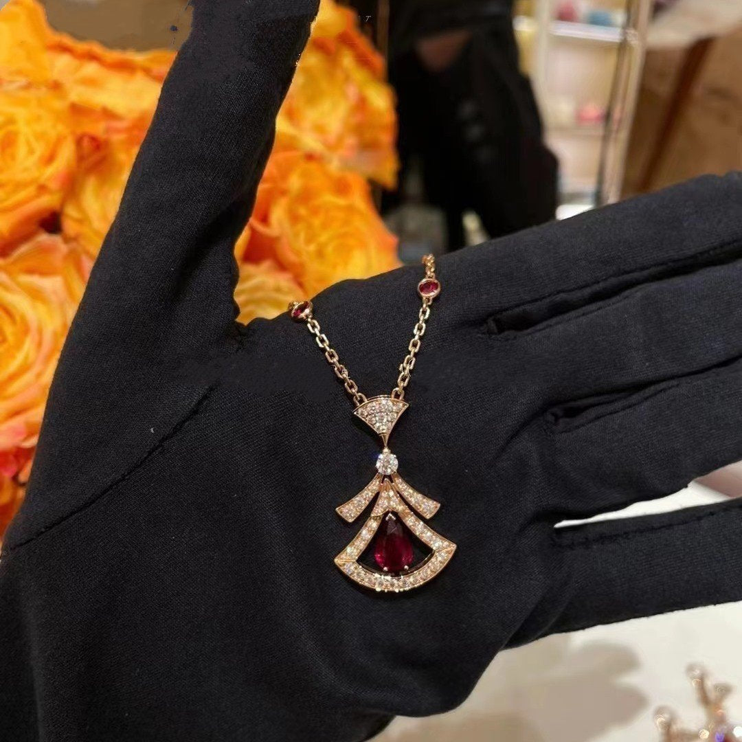 [Lucky Star]DREAM NECKLACE CARNELIAN DIAMOND PINK GOLD