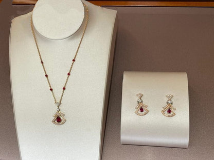 [Lucky Star]DREAM NECKLACE CARNELIAN DIAMOND PINK GOLD