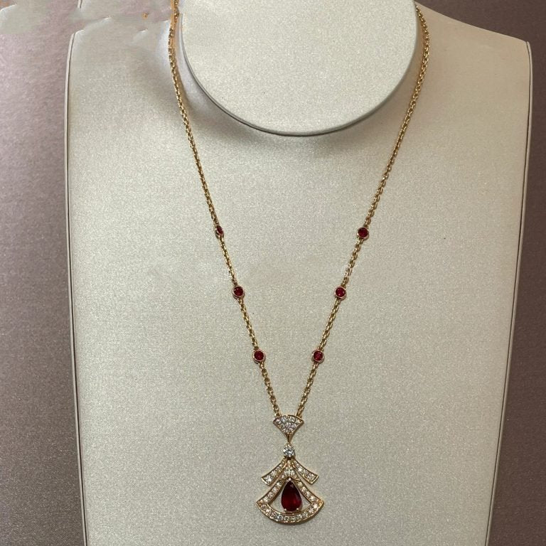 [Lucky Star]DREAM NECKLACE CARNELIAN DIAMOND PINK GOLD